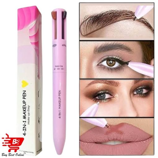 4-in-1 Makeup Pen Multifunctional Cosmetics Ballpoint Pens - Eye Shadowliner Combination, Waterproof Eyeliner, Eyebrow Pencil, Longlasting Highlighter Stick