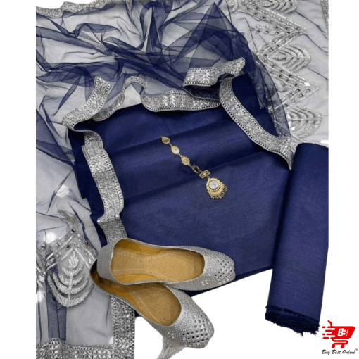 4-Piece-Unstitched-Suite-–-navy-blue-with-Khussa