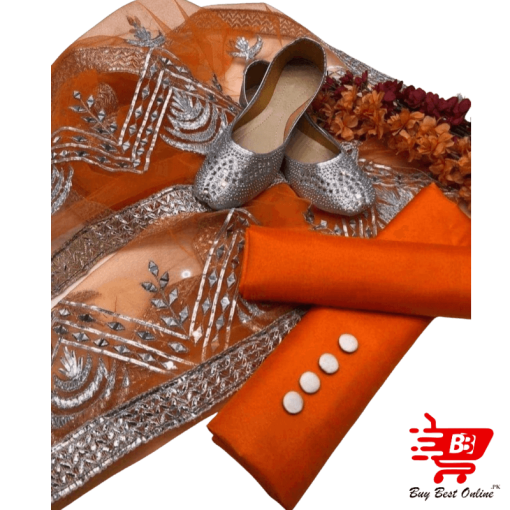 4-Piece-Unstitched-Suite-–-orange-with-Khussa